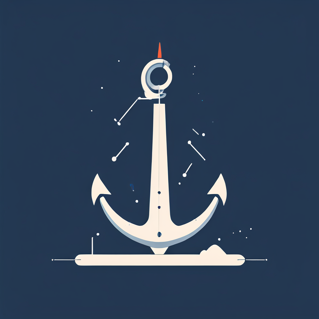 파란회색 미니멀 인포그래픽에 Baseline 닻이 저울을 눌러 기준점 표식을 꺾고, 화살표가 그 기준에서 결정 흐름을 가리키는 모습이다