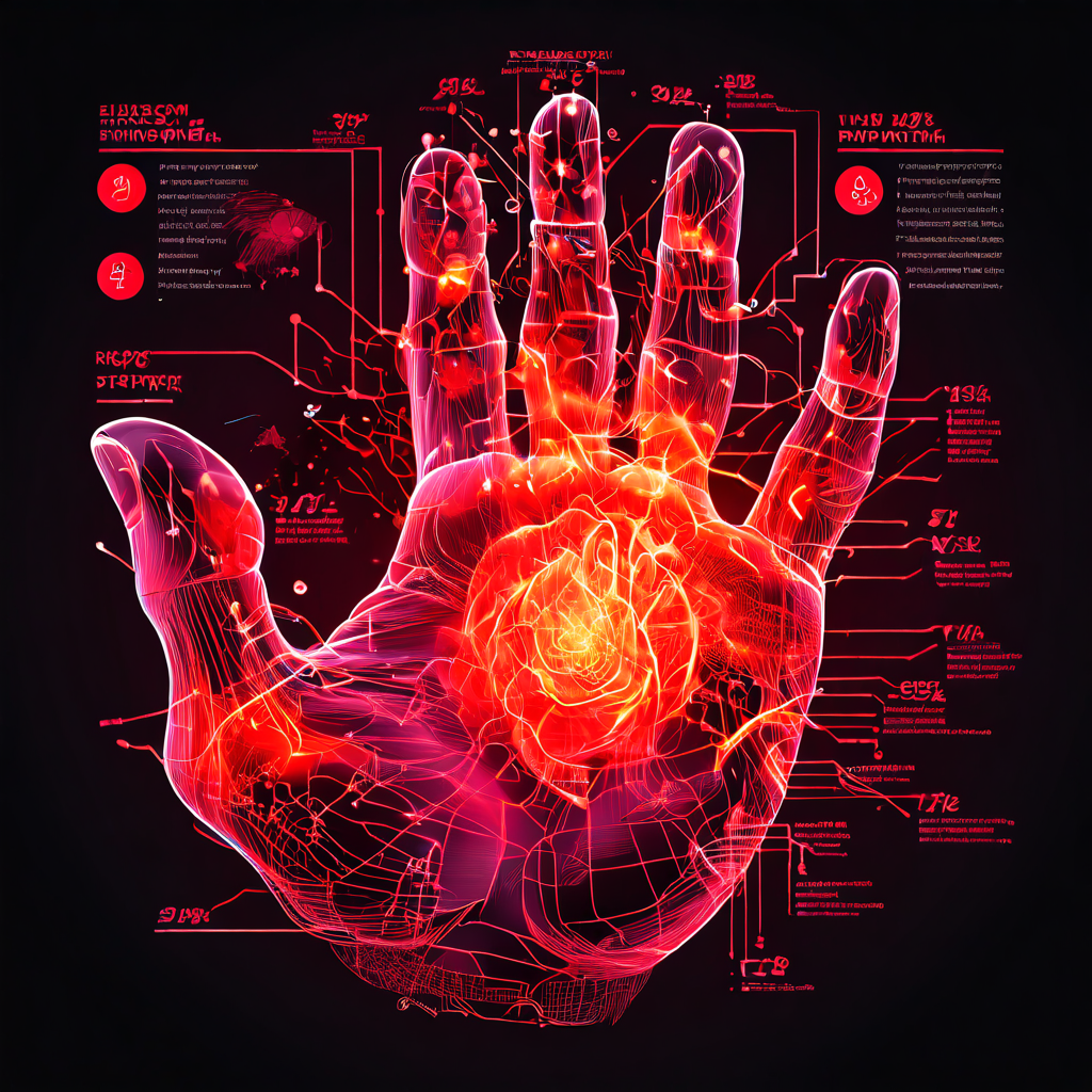 파란색 분석 도표를 배경으로 붉게 타오르는 농구선수의 손을 강조한 모습이다.