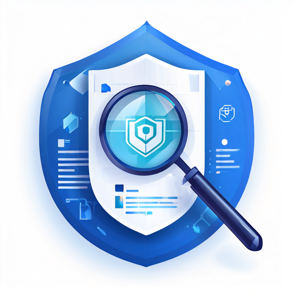 체크리스트와 돋보기로 가상계좌 업체의 안정성과 신뢰도를 평가하는 기준을 설명하는 이미지.