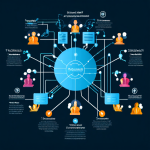 모계좌를 중심으로 여러 자계좌가 연결되어 자금을 관리하는 가상계좌 시스템 구조를 설명하는 인포그래픽.