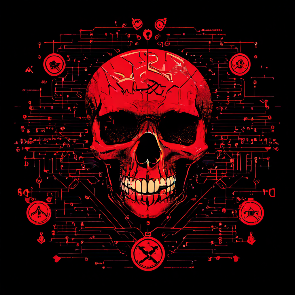 사기성 이메일의 미끼부터 해골 아이콘으로 표시된 데이터 탈취까지 이어지는 피싱 공격의 전형적인 패턴과 위험성을 단계별로 보여주는 인포그래픽 다이어그램 이미지.