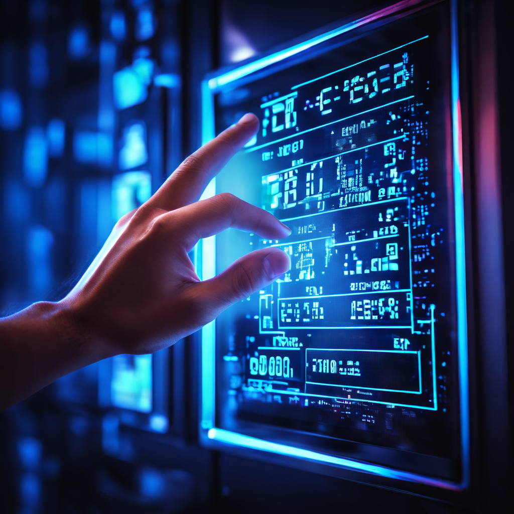 디지털 시스템의 허점인 글리치를 통해 외부의 손이 개입하여 신뢰도 점수를 인위적으로 조작하고, 객관적인 데이터 평가를 왜곡해 신용도를 최고치로 만드는 과정을 상징적으로 보여주는 이미지.