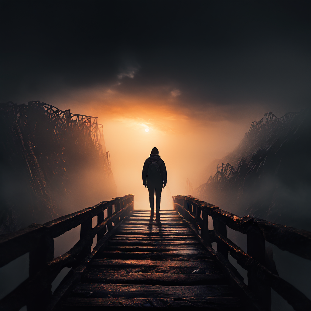 신뢰할 수 없는 기업이 가진 숨겨진 위험을 위태로운 다리에 빗대어 보여주는 이미지.