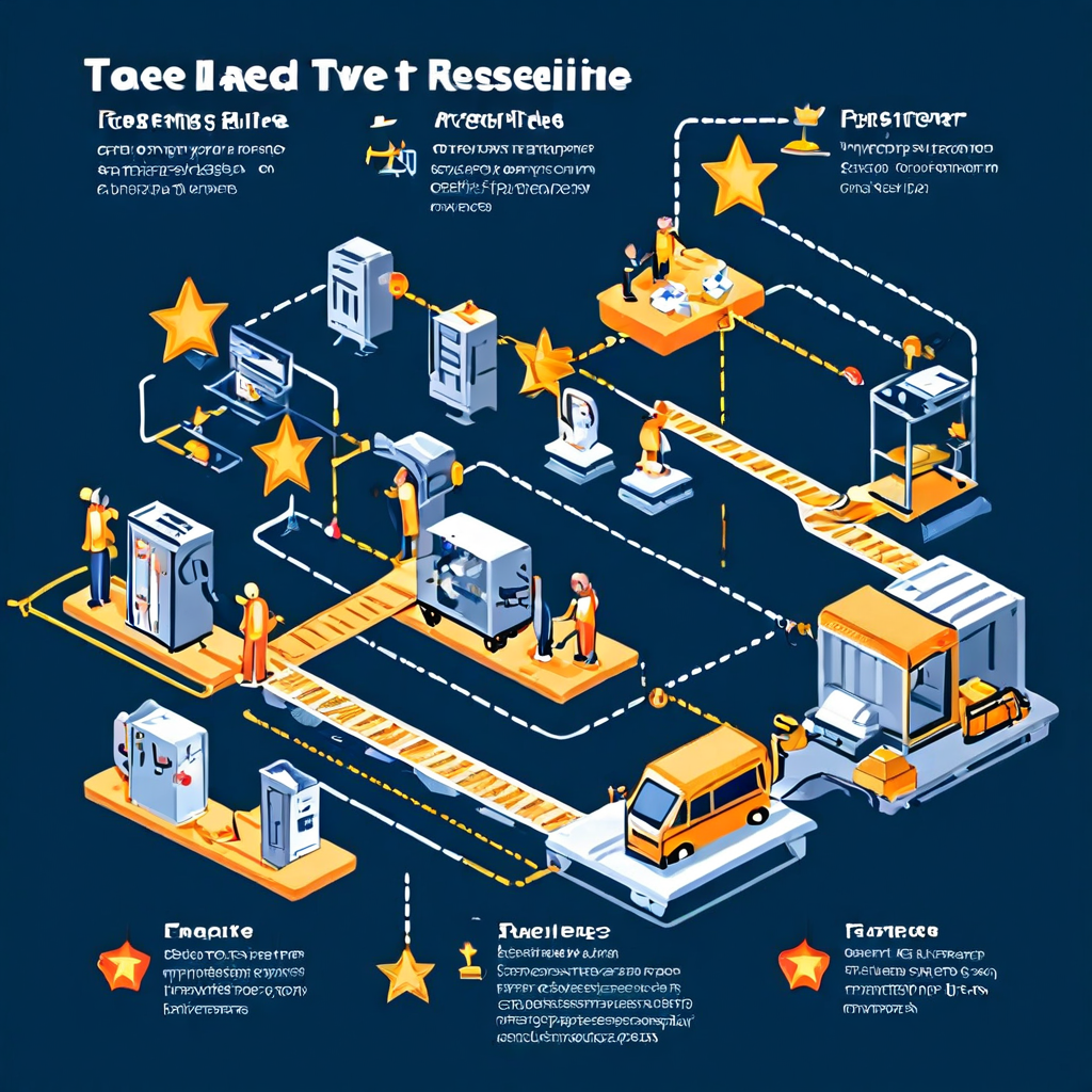 전문 업체가 체계적인 역할 분담을 통해 가짜 5점 온라인 리뷰를 공장처럼 대량으로 생성하는 전체 프로세스를 보여주는 순서도.