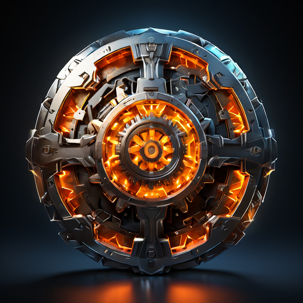 정교하게 맞물린 톱니바퀴들이 견고한 방패를 형성하여, 플랫폼의 신뢰성과 체계적인 전략 실행의 안정성을 상징적으로 보여주는 그림.