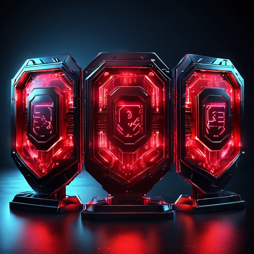 디지털 오류로부터 안전한 환율 계산을 위해 3중 보안 시스템이 견고한 방어막을 형성하여 데이터를 보호하는 모습을 설명하는 그림.