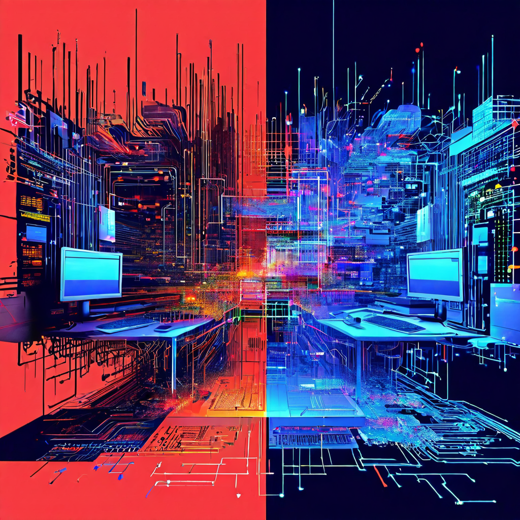 안정적인 디지털 플랫폼과 오류가 많은 불안정한 시스템을 기술 다이어그램으로 비교하여 체계적인 데이터 관리의 중요성을 설명하는 그림.