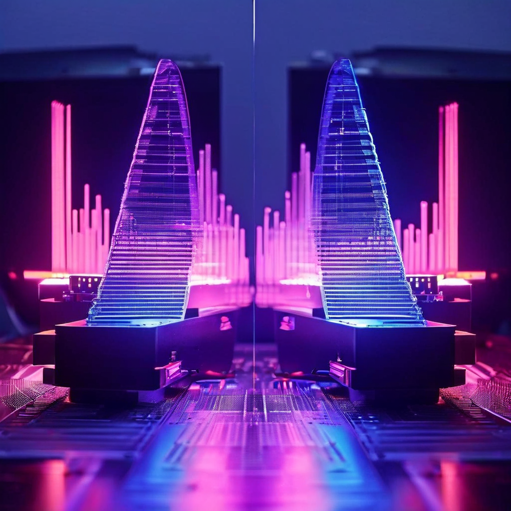 정품과 가품의 음질 차이를 시각적으로 비교하는 이미지로, 정품의 깨끗한 고음질 음파와 달리 가품은 왜곡된 저음질 음파를 방출하며 핵심적인 설계 차이를 명확히 보여줍니다.