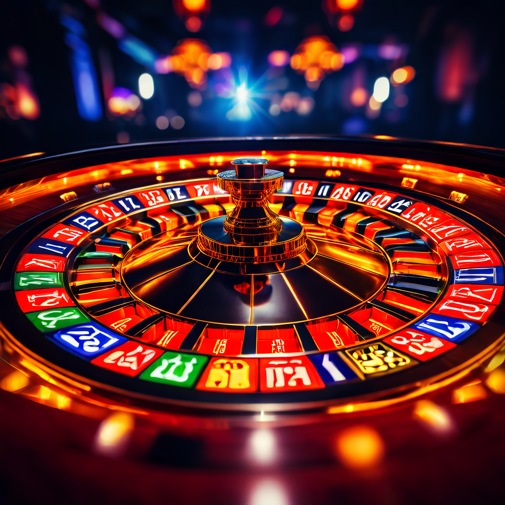 카지노 관리자 시점에서 바라본 우아한 룰렛 휠이 회전하며, 완벽한 무작위성을 보장하는 보안 시스템과 확률 알고리즘이 디지털 오버레이로 표시된 모습을 담은 이미지입니다.
