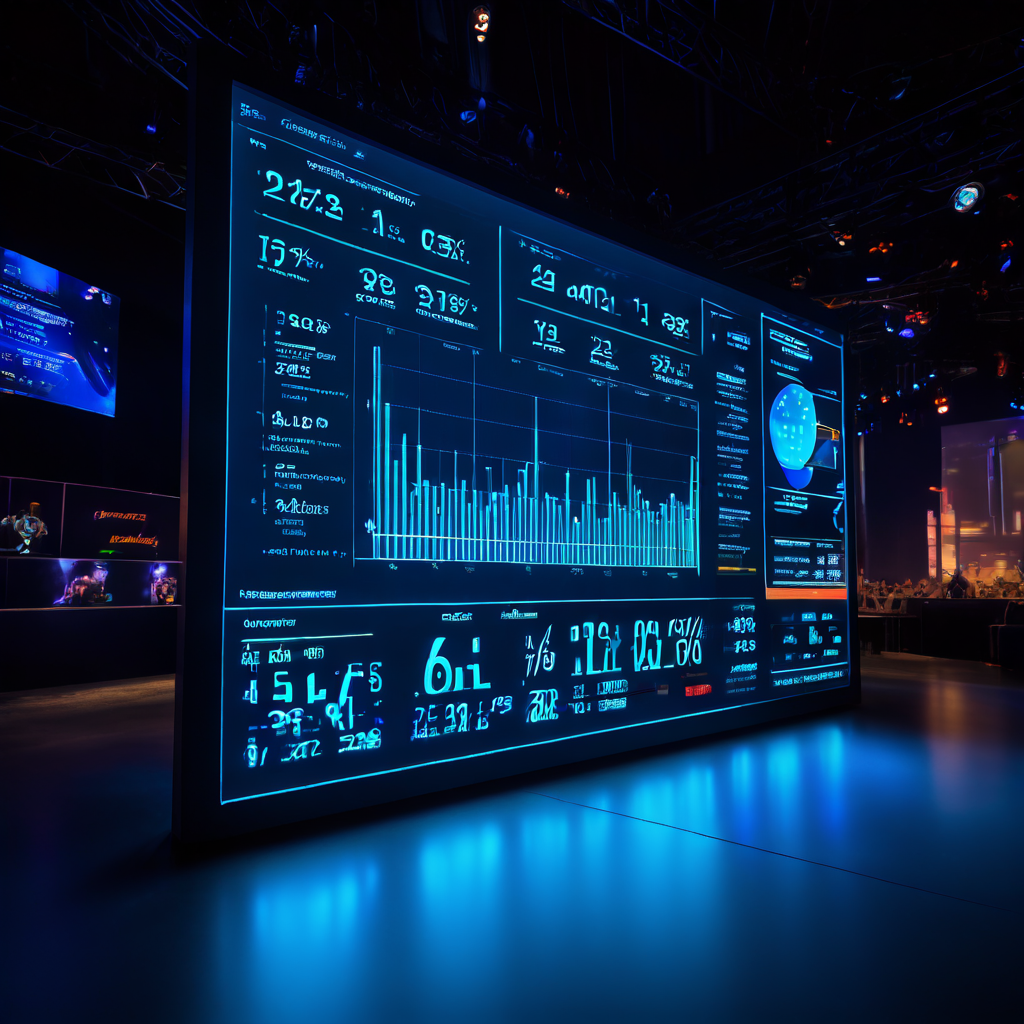 라이브 쇼 화면에 표시된 승률 통계 데이터 뒤로 숨겨진 복잡한 패턴과 전략적 인사이트가 시각적으로 드러나는 분석 대시보드를 보여주는 이미지입니다.