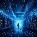 서버 관리자의 시점에서 바라본 디지털 세계에서 정보의 흐름을 방해하는 지연 현상과 정체된 데이터 스트림이 시각적 결함으로 나타나는 모습을 묘사한 이미지입니다.