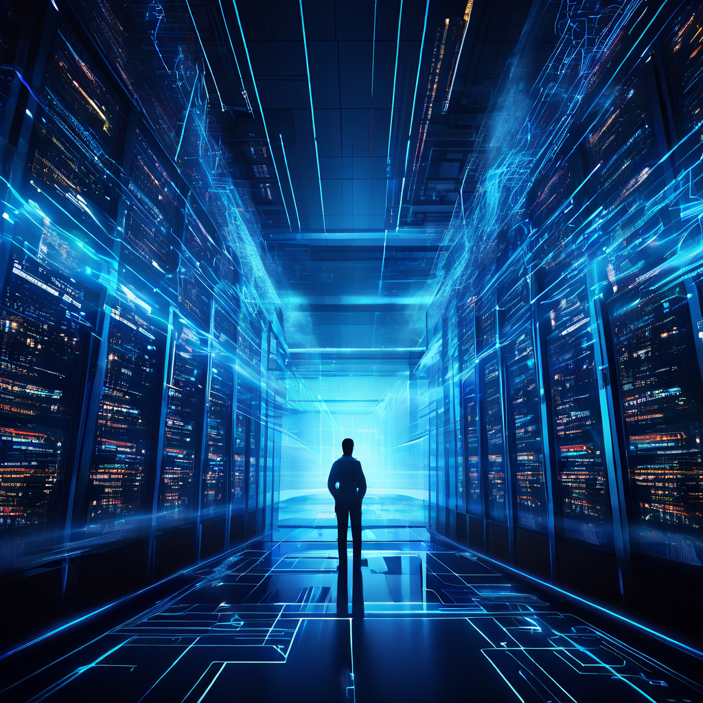 서버 관리자의 시점에서 바라본 디지털 세계에서 정보의 흐름을 방해하는 지연 현상과 정체된 데이터 스트림이 시각적 결함으로 나타나는 모습을 묘사한 이미지입니다.