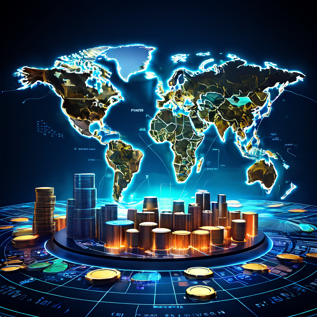 국제 금융 관리 표준을 연결하는 기본 단위로 카지노 칩을 표현한 세계 지도와 금융 차트 이미지로, 글로벌 자본 흐름과 통합된 금융 시스템을 시각적으로 설명합니다.