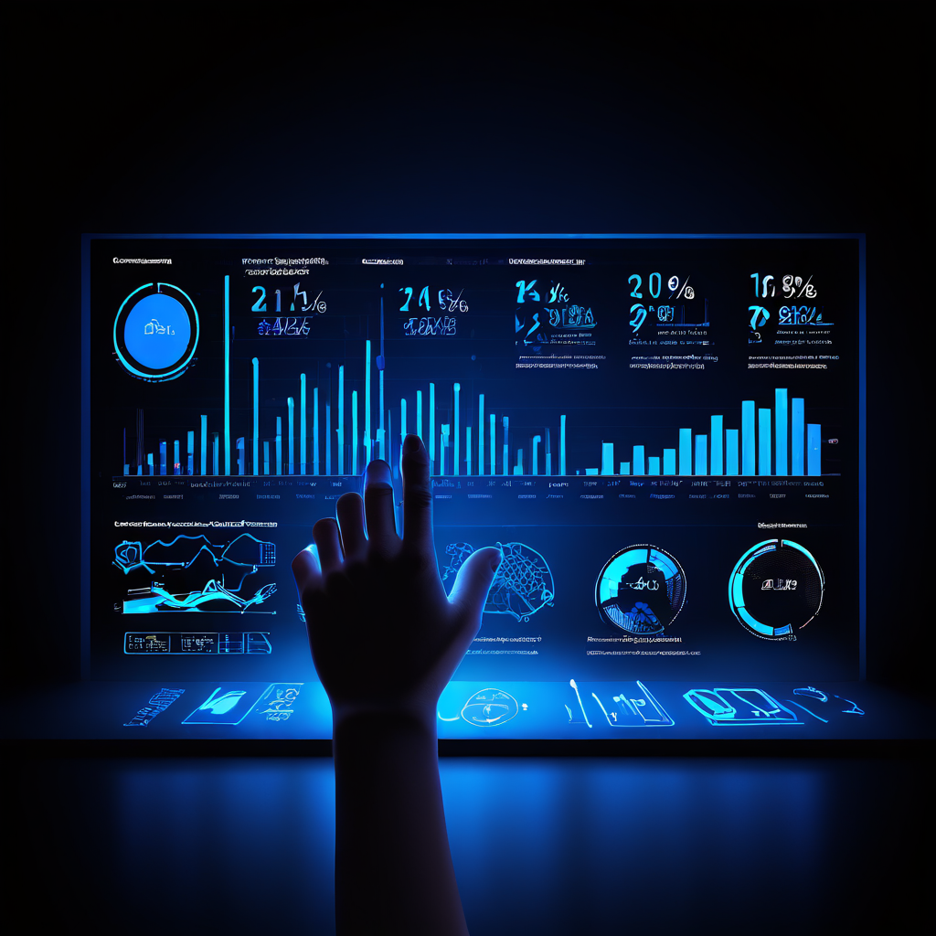 데이터 분석 대시보드를 확인하는 손이 숨겨진 위험 요소와 경고 신호를 발견하고 주저하는 모습을 보여주는 이미지로, 데이터 시각화 속에 감춰진 함정을 경계해야 함을 상징합니다.
