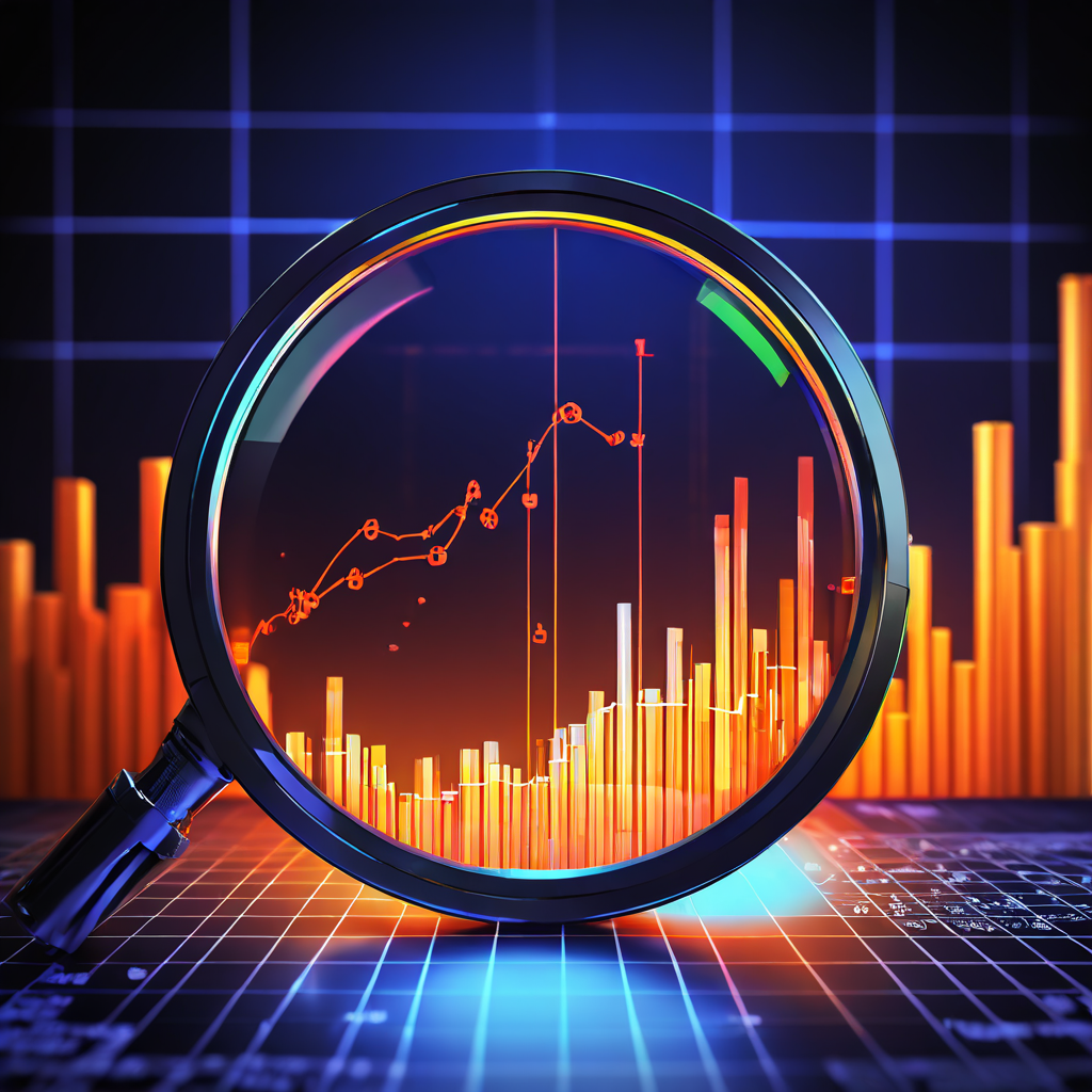 오즈 변동성 지수의 급등세를 나타내는 그래프 위에 분석용 돋보기와 물음표가 배치되어 시장 분석이 집중되고 있음을 상징적으로 표현한 이미지입니다.