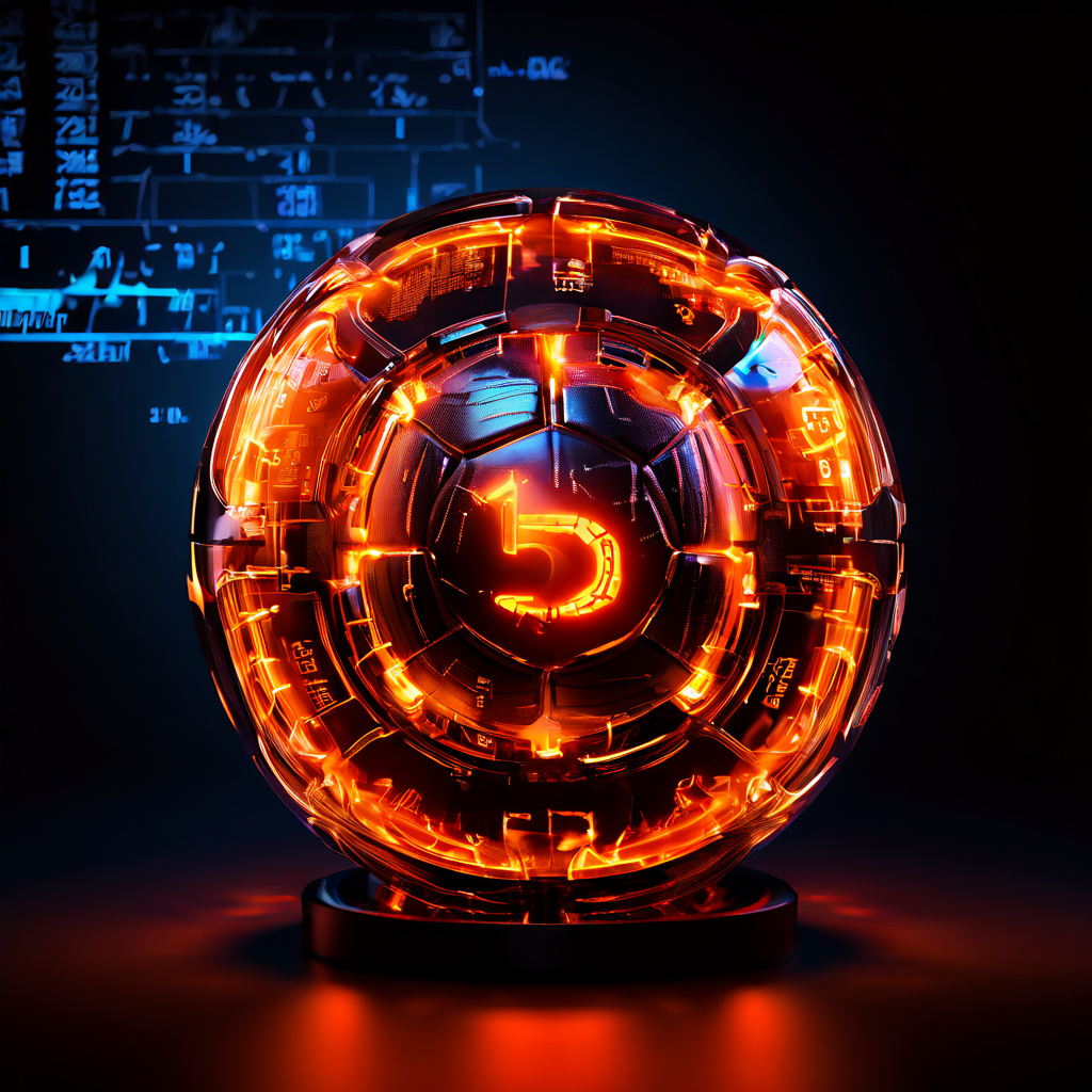 축구 경기 전술 분석을 상징하는 이미지로, 축구공에 빛나는 열쇠구멍을 통해 내부의 숨겨진 수비 통계 대시보드와 핸디캡 분석 차트를 드러내고 있습니다.