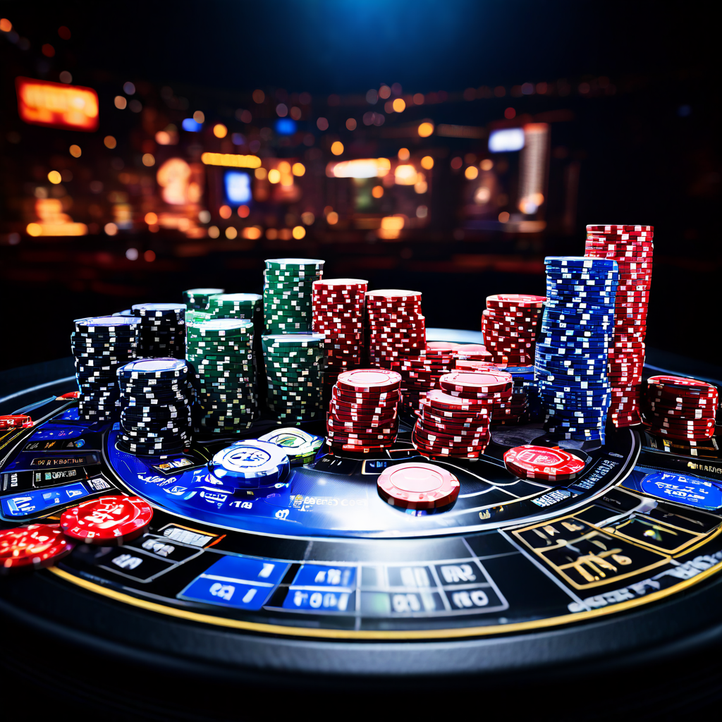 A shallow focus shot of a dealer's hands smoothly sliding a single black chip across a green casino felt table beside a blurred la