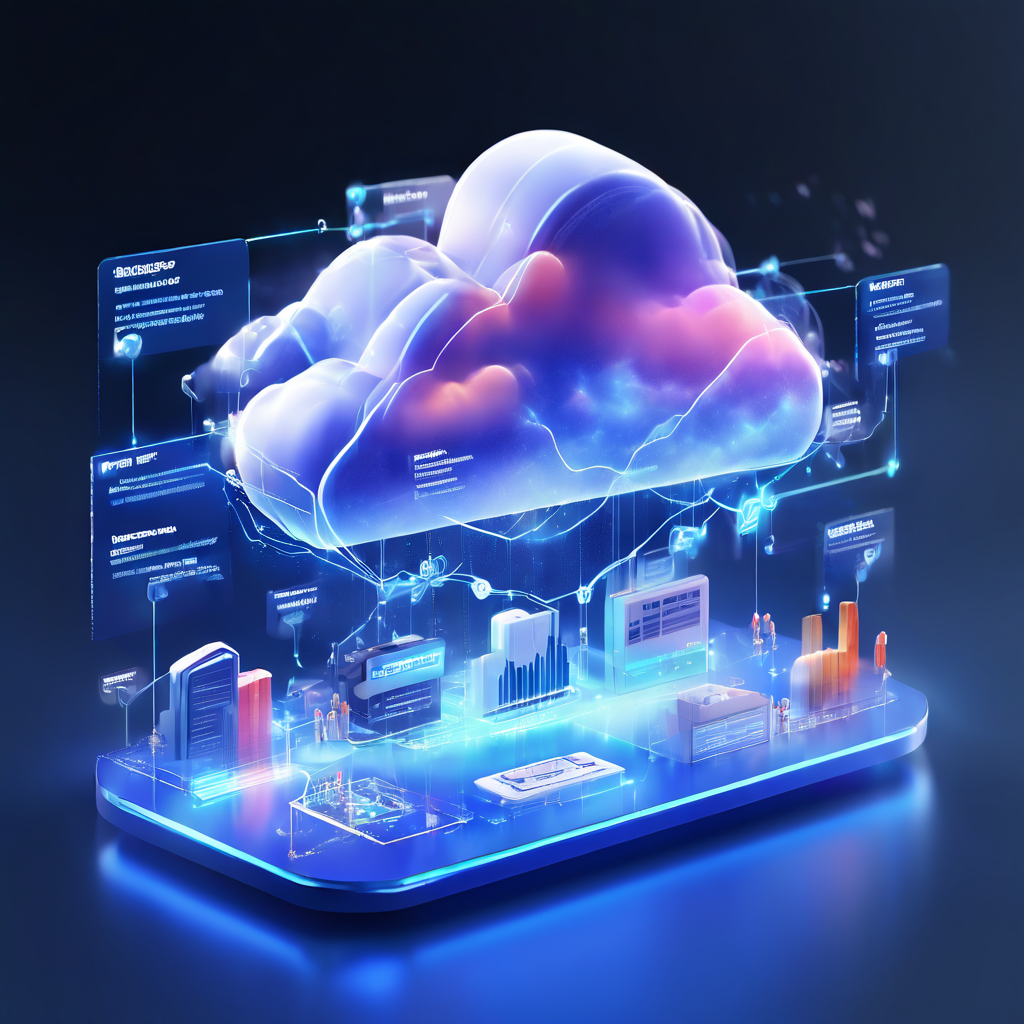 Futuristic digital platform interface displaying connected data layers and cloud infrastructure representing update trail...