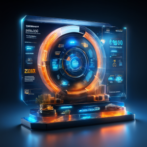 Abstract settlement dashboard UI with glowing digital data paths and secure service flow layers for a premium fintech platform.