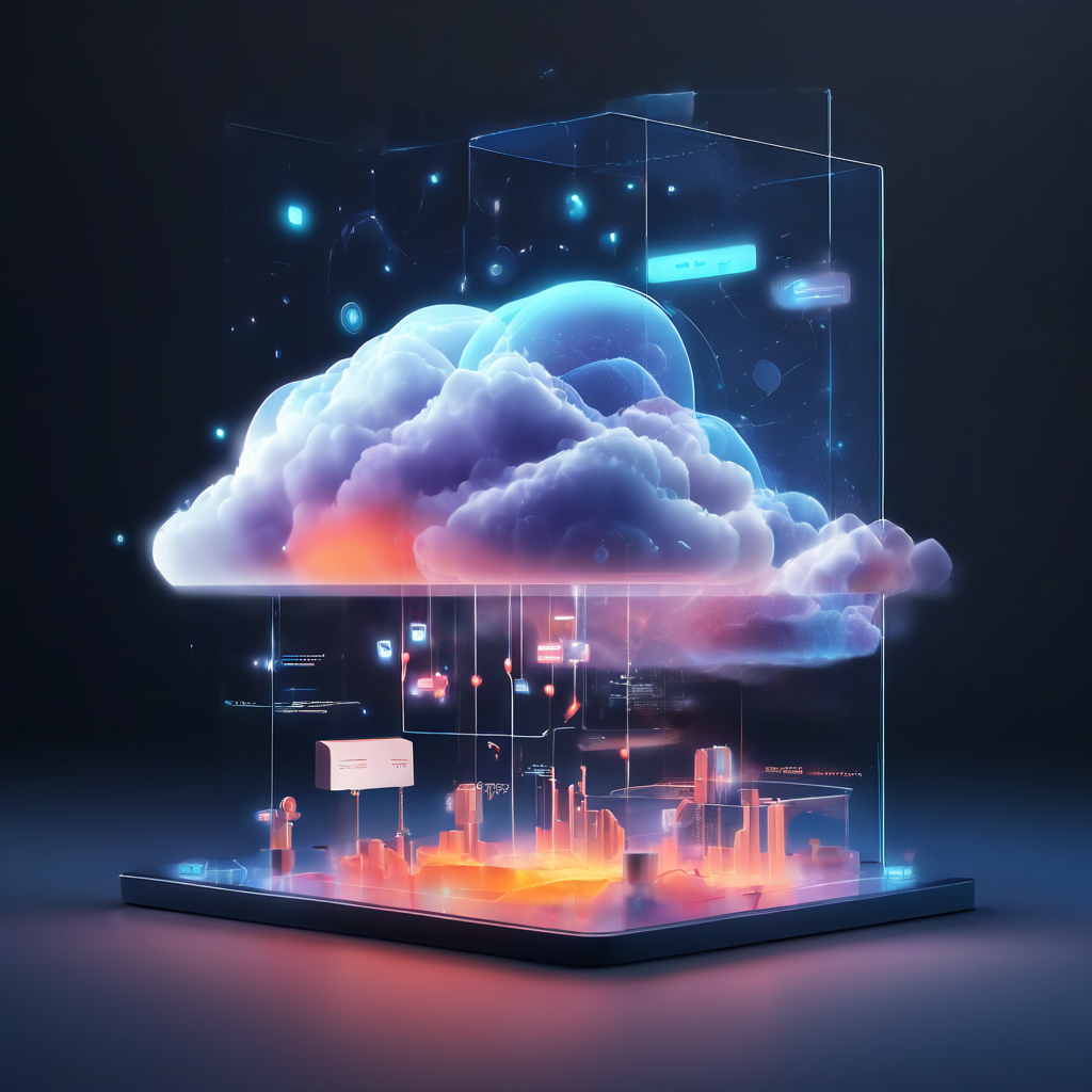 A premium SaaS platform scene showing connected cloud data layers and an operator monitoring interface, representing a late match...