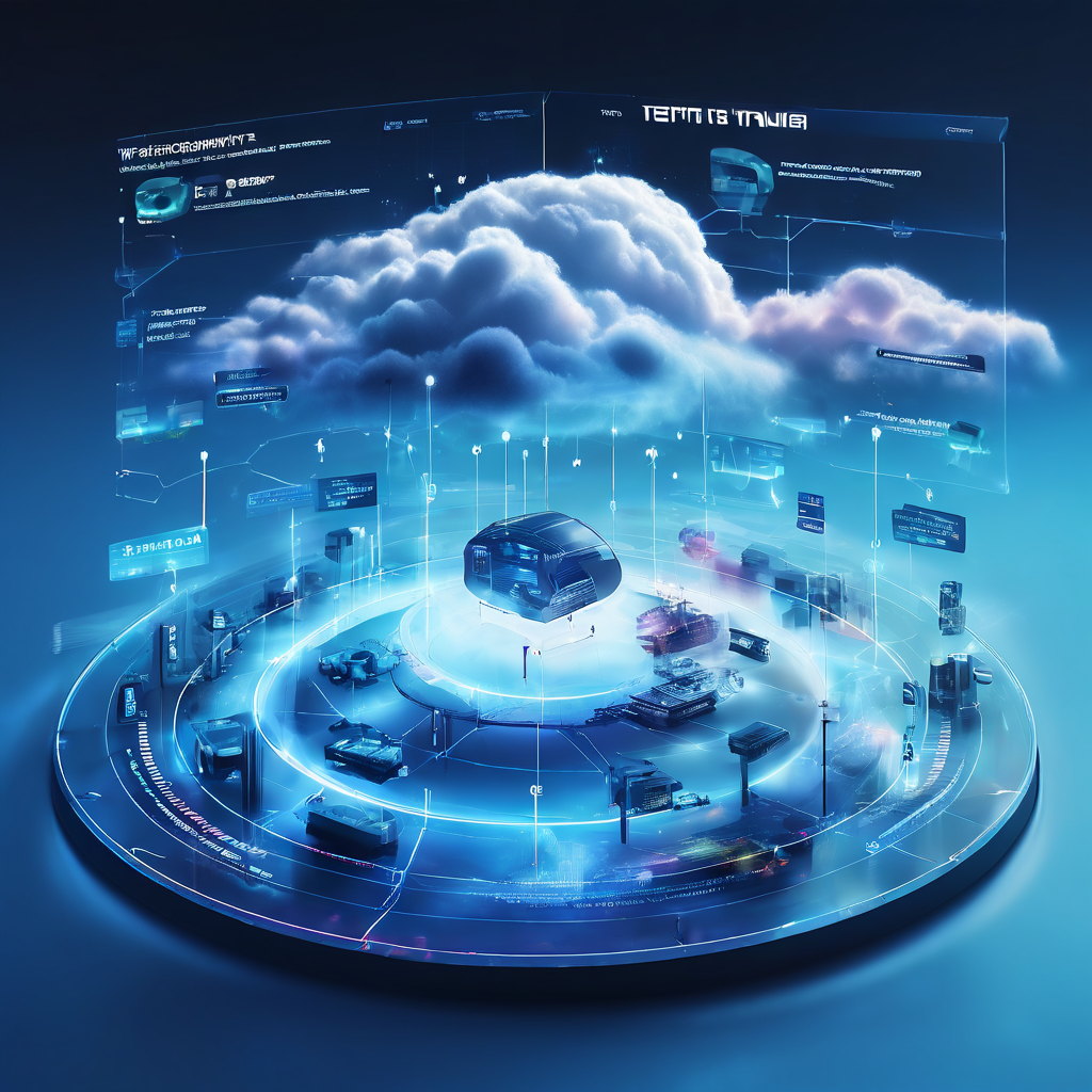 Digital platform interface showing time zone and schedule drift settings with cloud sync layers and data flow between connected...