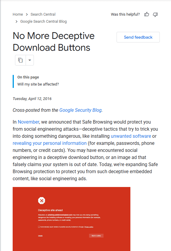 Example of a deceptive download button designed to look like the website’s official installer link.
